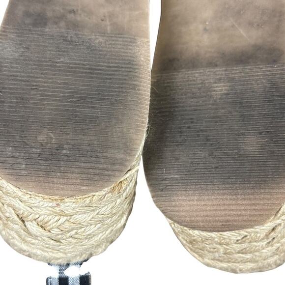 Steve Madden Union Black Gingham Plaid Platform Wedge Espadrille Sandals sz 10 - Picture 15 of 16